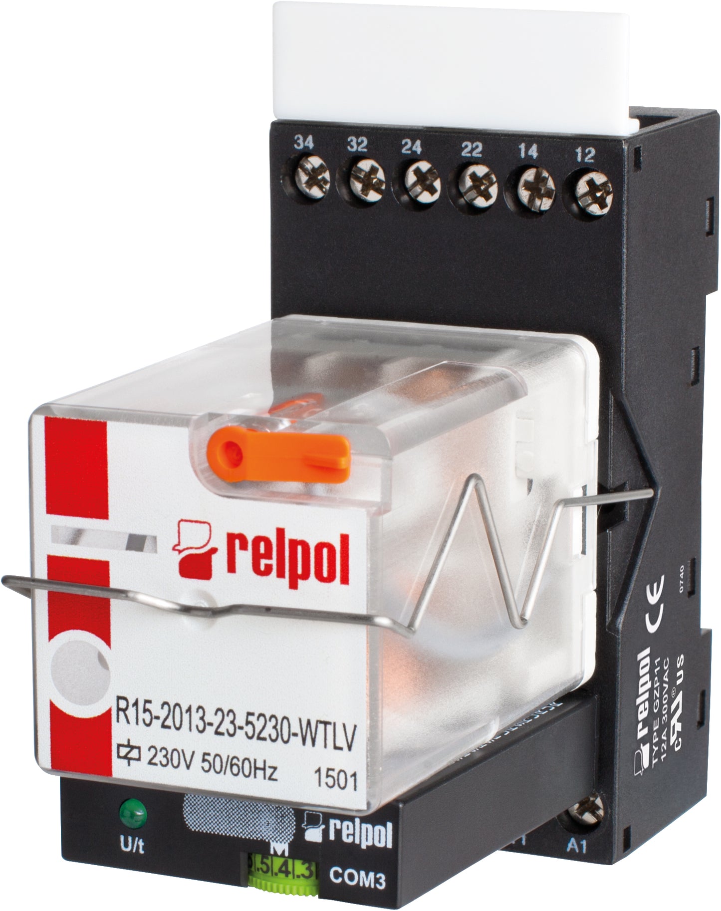 RELPOL S.A Time relays , PIR153-060DC-00T, 3 CO ( 3PDT), AgNi, 60V DC, Rated load AC1 10 A, Rated load AC3 370 W, Rated switching voltage 250 V AC, Operating temperature °C -40…+55, mounting on 35 mm rail