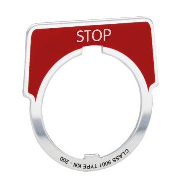 SCHNEIDER 30MM LEGEND PLATE - STOP RED
