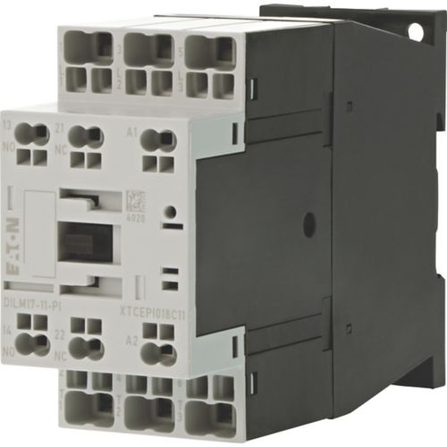 EATON CONTACTOR, 3 POLE, 380 V 400 V 11 KW, 1 N/O, 1 NC, 110 V 50 HZ, 120 V 60 HZ, AC OPERATION, PUSH IN TERMINALS