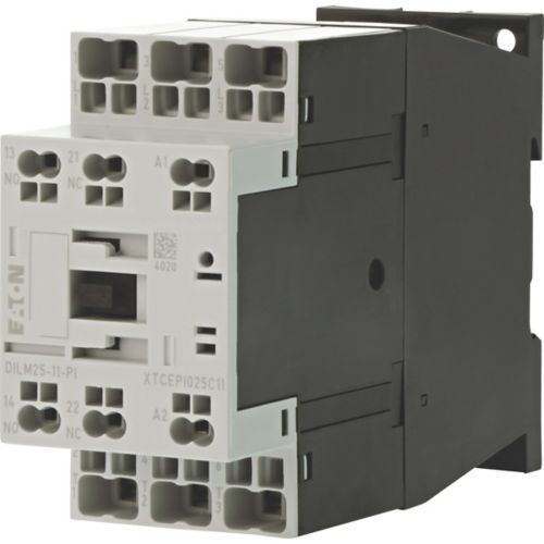EATON CONTACTOR, 3 POLE, 380 V 400 V 11 KW, 1 N/O, 1 NC, 230 V 50 HZ, 240 V 60 HZ, AC OPERATION, PUSH IN TERMINALS