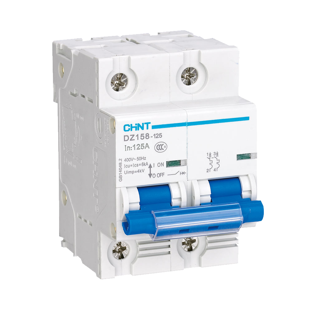 Chint 6kA 2P 125A Circuit Breaker C-Curve AC/DC DZ158-2P-C125-06