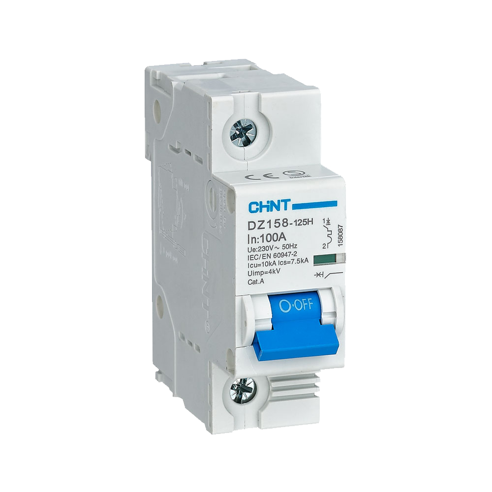 Chint 10kA 1P 100A Circuit Breaker C-Curve AC/DC DZ158H-1P-C100-10