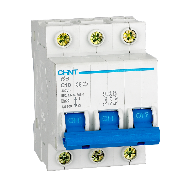 Chint 3kA 3P 6A Circuit Breaker C-Curve EBC-3P-06A-3KA