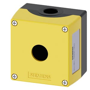SIEMENS Enclosure for command devices, 22 mm, round, Enclosure material metal, Enclosure top part yellow, 1 control point metal, Recess for label, without equipment