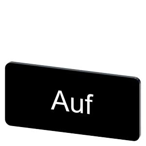 SIEMENS Labeling plate for snapping on or gluing, on label holder, label size 12.5x27 mm, black label, white font, with inscription: Auf