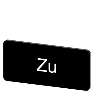 SIEMENS Labeling plate for snapping on or gluing, on label holder, label size 12.5x27 mm, black label, white font, with inscription: Zu