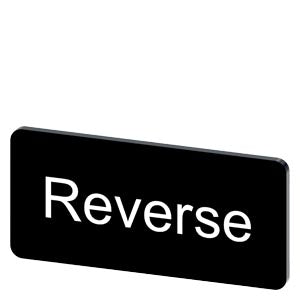 SIEMENS Labeling plate for snapping on or gluing to label holder, label size 12.5x27mm, black label, white font, with inscription: Reverse