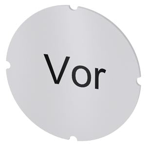 SIEMENS Inscription plate for illuminated pushbutton, round, milky with black font, with inscription: Vor