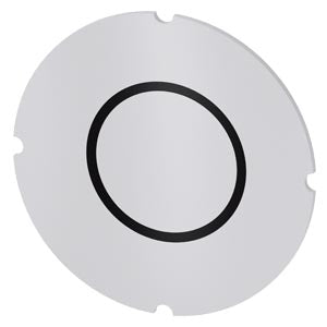 SIEMENS Inscription plate for illuminated pushbutton, round, milky with black font, with graphic symbol: O