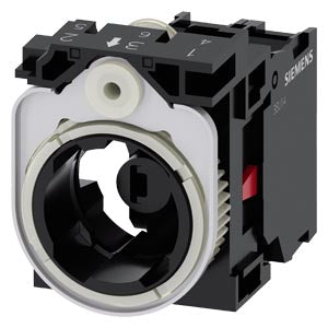 SIEMENS holder, 3-way, plastic, 1 NC, LED module, green, 6-24 V AC/DC, screw terminal