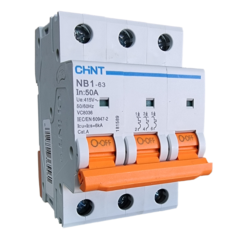 Chint 6kA 3P 50A Circuit Breaker D-Curve NB1-63-3P-D50-06