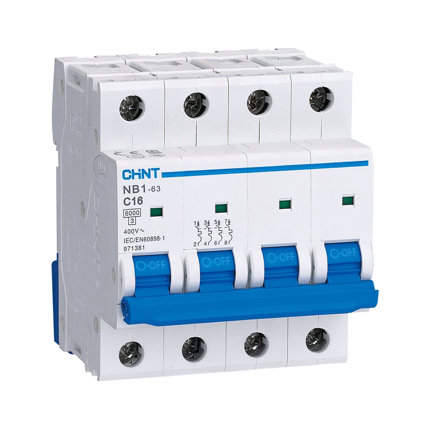 Chint 6kA 4P 25A Circuit Breaker C-Curve NB1-63-4P-C25-06