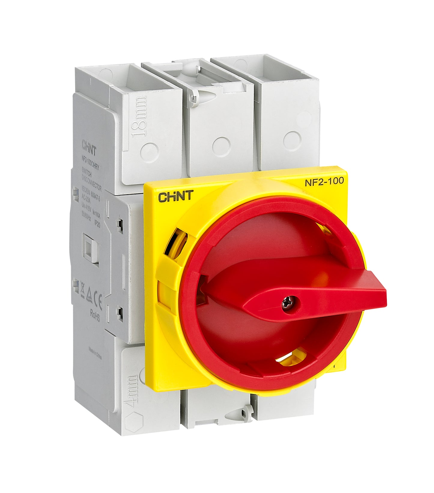Chint 63A 3P Panel Mount Isolators Red Yellow Handle