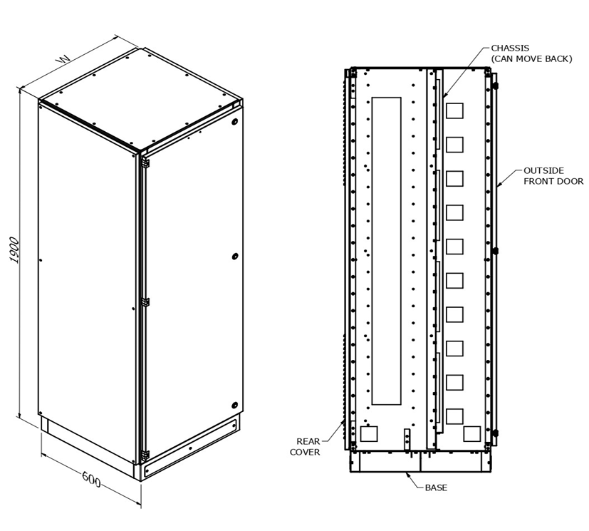 MERLIN SYSTEMS 600DX600WX1900H M-600 STANDARD INDOOR ENCLOSURES