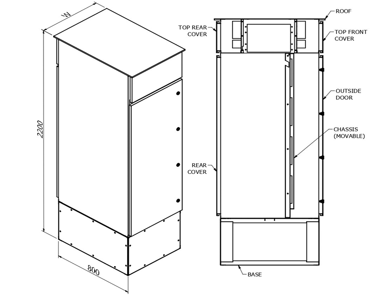 MERLIN SYSTEMS 800DX800WX2200H M-800 WEATHER PROOF SINGLE DOOR ENCLOSURES