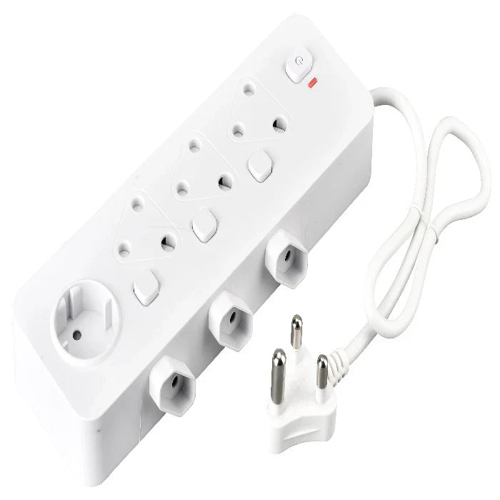 Chint 16A Switched Multiplug 4x16A 4xEuro 1xSchuko Black TT-F02-09E