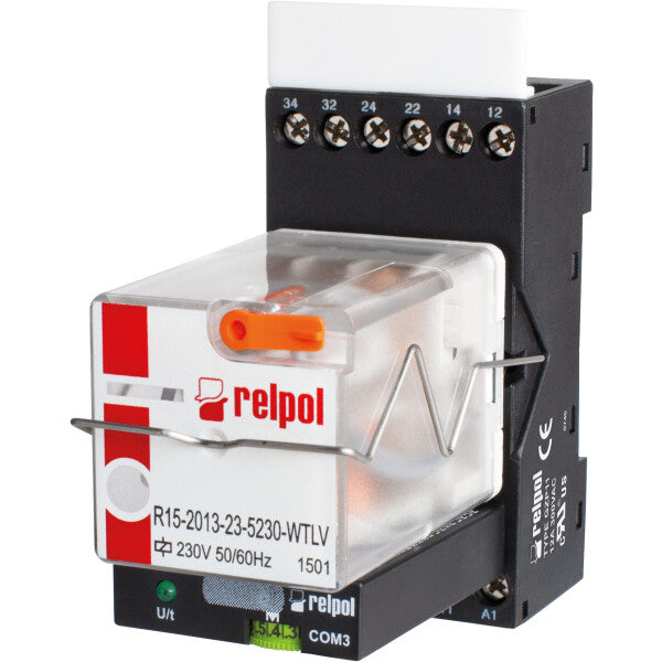 RELPOL S.A Time relays , PIR153-024AC-00T, 3 CO ( 3PDT), AgNi, 24V AC, Rated load AC1 10 A, Rated load AC3 370 W, Rated switching voltage 250 V AC, Operating temperature °C -40…+55, mounting on 35 mm rail