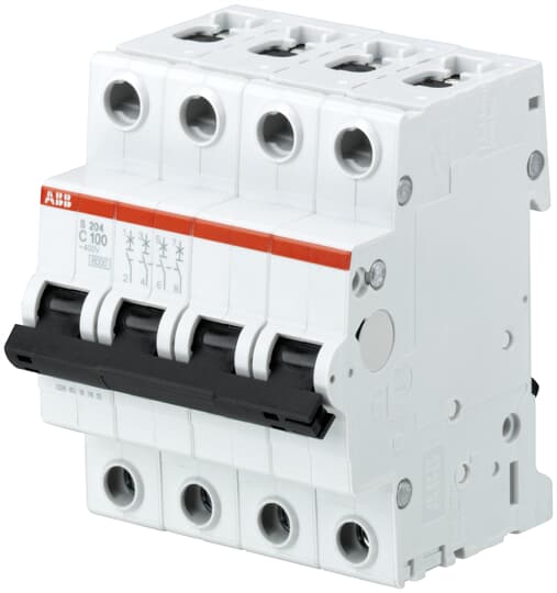 ABB S204-C100 Miniature Circuit Breaker - 4P - C - 100 A 2CDS254001R0824