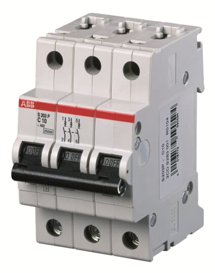 ABB S203P-C10 Miniature Circuit Breaker - 3P - C - 10 A 2CDS283001R0104