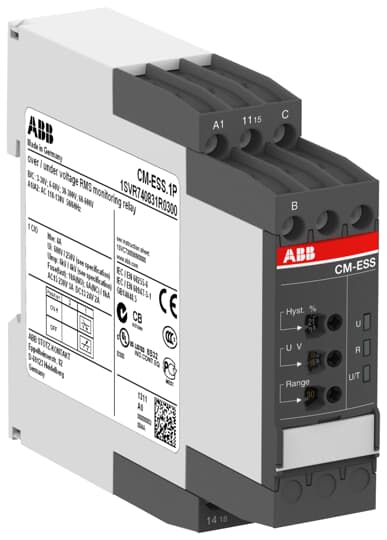 ABB CM-ESS.1S Voltage monitoring relay 1c/o, B-C=3-600VRMS, 24-240VAC/DC 1SVR730830R0300