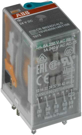 ABB CR-M110DC4L Pluggable interface relay 4c/o, A1-A2=110VDC, 250V/6A, LED 1SVR405613R8100