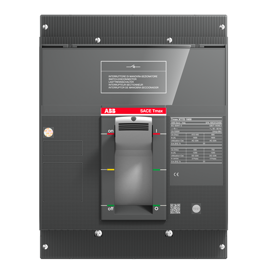 ABB Moulded Case Circuit Breaker XT7D 1250 3p F F 1SDA101907R1