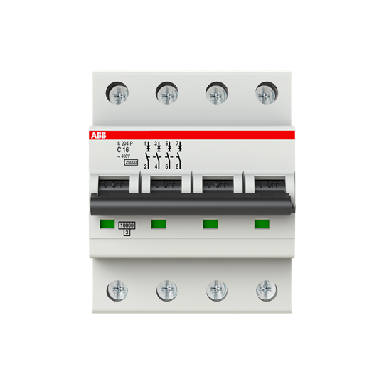 ABB S204P-C16 Miniature Circuit Breaker - 4P - C - 16 A 2CDS284001R0164