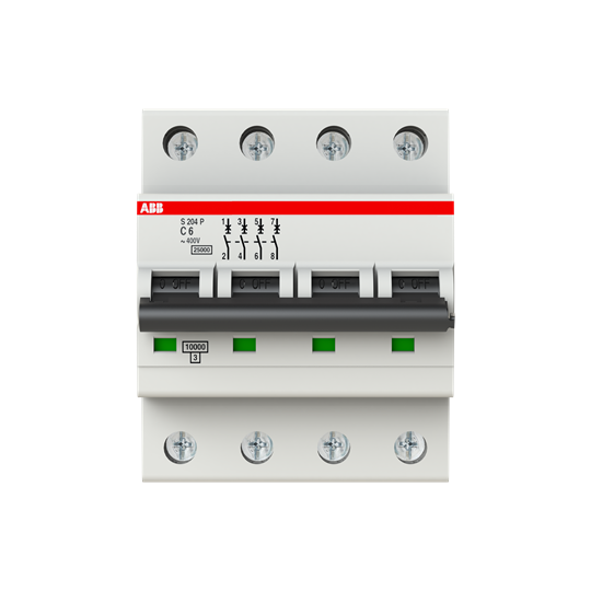 ABB S204P-C6 Miniature Circuit Breaker - 4P - C - 6 A 2CDS284001R0064
