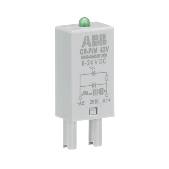 ABB CR-P/M 42V Pluggable module diode and LED green, 6-24VDC, A1+, A2- 1SVR405652R1000