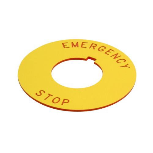EATON  10250T LGND PLATE “EMERGENCY STOP” 70MM PLASTIC ROUND