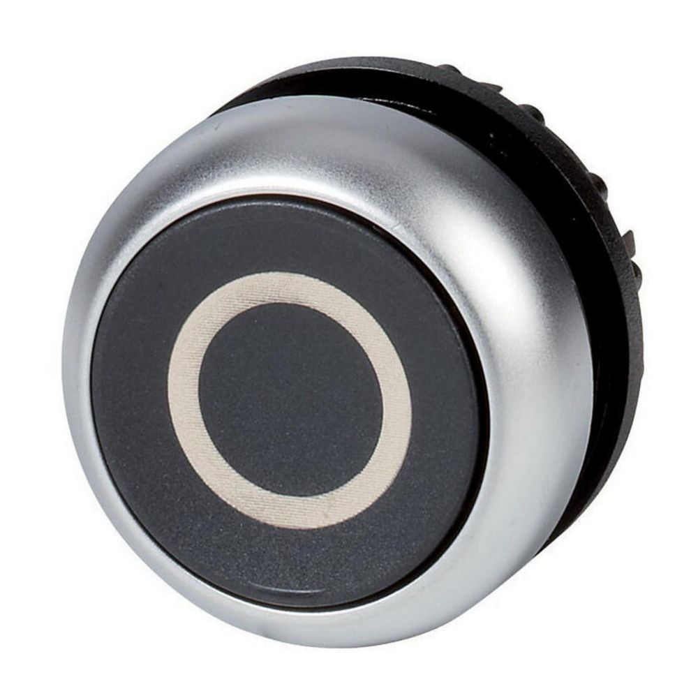 EATON PUSHBUTTON OPER – FLSH MOM	 BLK ETCHED "O"