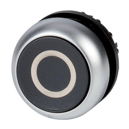 EATON PUSHBUTTON OPER – FLSH MOM	 BLK ETCHED "O"