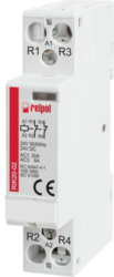 RELPOL S.A Installation contactors, double-pole RIK20-20-230.  N/O (1-2, 3-4). Ith - 20 A. AC1/AC7a - 4 kW / 230 V. AC3/AC7b - 1,3 kW / 230 V. DC1 - 0,5 A / 220 V.  Coil 230 V AC/DC. Mounting on 35 mm rail