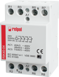 RELPOL S.A Installation contactors, RIK40-22-24, control coil voltage 24 V AC/DC,  four-pole, mounting on 35 mm rail