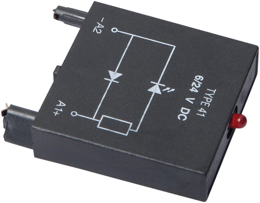 RELPOL S.A Module LD (polarization N)It limits overvoltage on DC coils. Coil energizing indication.  Voltage 110/230 V DC. For sockets: GZM2, GZM3, GZM4, GZT2, GZT3, GZT4, GZM80, GZM92, GZT80, GZT92. Grey colour. Flammability class  V-0
