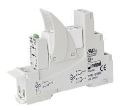 RELPOL S.A Interface relays PI84-024DC-M41G-TS-2312, 2 CO. Contact material: AgNi/Au hard gold plating. Voltage coil 24 V DC. Rated load AC1  8 A / 250 V AC. Mounting: mounting on 35 mm rail. Cover protection category IP 20.
