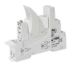 RELPOL S.A Interface relays PI84-230AC-M93G-MS-3012, 2 CO. Contact material: AgSnO2. Voltage coil 230 V AC. Rated load AC1  8 A / 250 V AC. Mounting: mounting on 35 mm rail. Cover protection category IP 20.