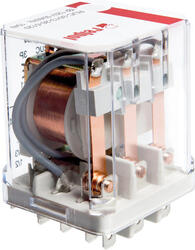 RELPOL S.A Industrial relays RUC-3013-26-3400, 3 CO. Contact material: AgSnO2. Voltage coil 400 V AC. Rated load AC1  16 A / 250 V AC. Mounting: for plug-in sockets and for flat insert connectors - faston 187 . Cover protection category .