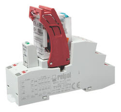 RELPOL S.A Push-in interface relay set: relay R4N (contacts 4 CO, AgNi, rated load 6 A, coil voltage 24 V DC), socket GZP4 (grey, Push-in), module M41G (version LD), clip GZP4-0400