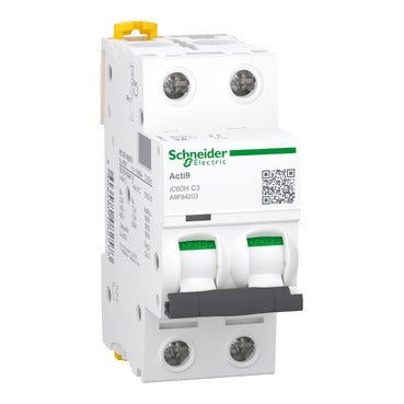 SCHNEIDER Miniature circuit-breaker. Acti9 iC60H. 2P. 3 A. C curve. 10000 A (IEC 60898-1). 70 kA (IEC 60947-2)
