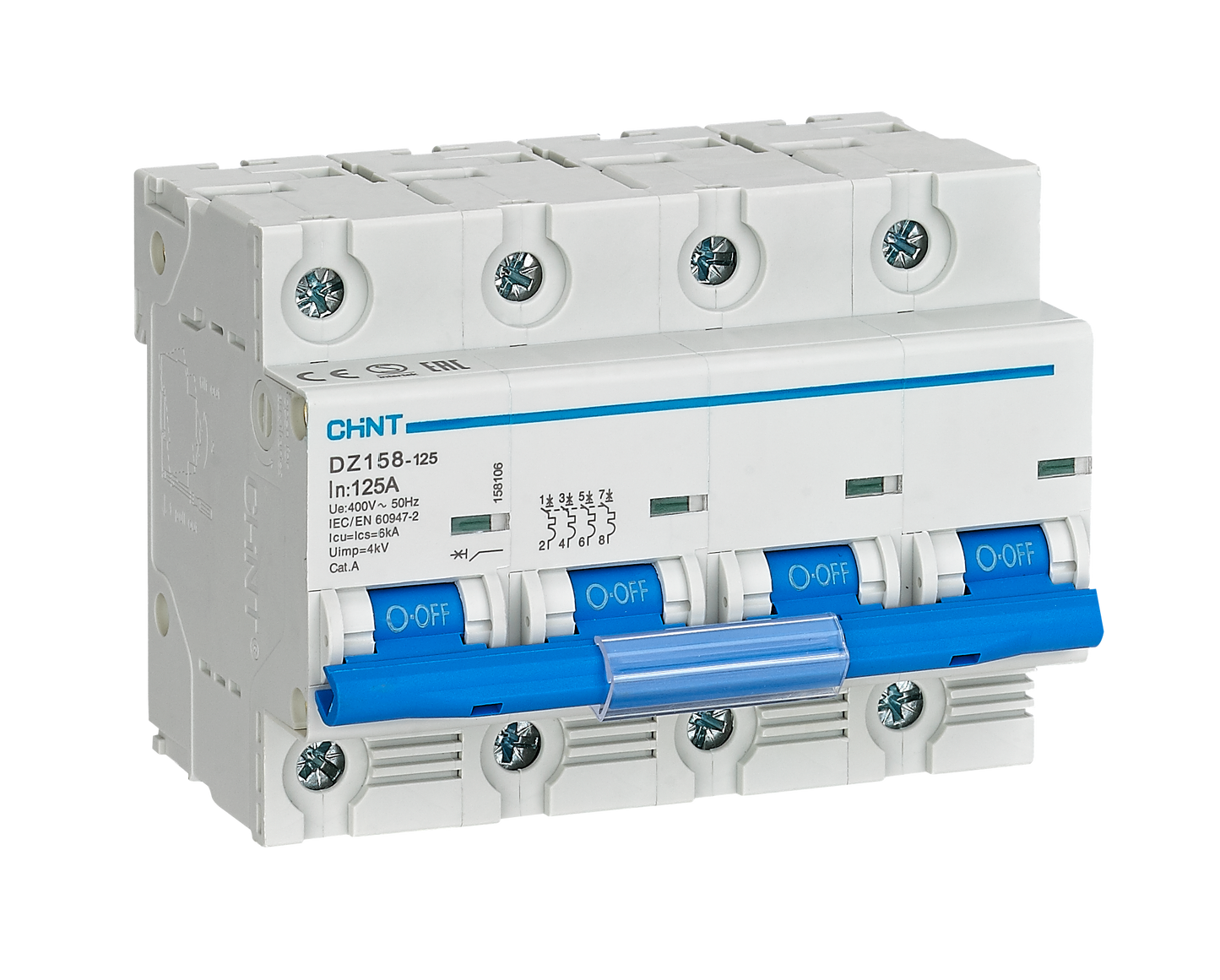 Chint 6kA 4P 100A Circuit Breaker C-Curve AC/DC