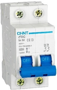 Chint 3kA 2P 10A Circuit Breaker C-Curve EBC-2P-10A-3KA