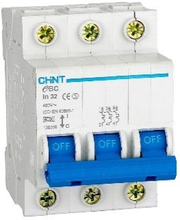 Chint 3kA 3P 32A Circuit Breaker C-Curve EBC-3P-32A-3KA