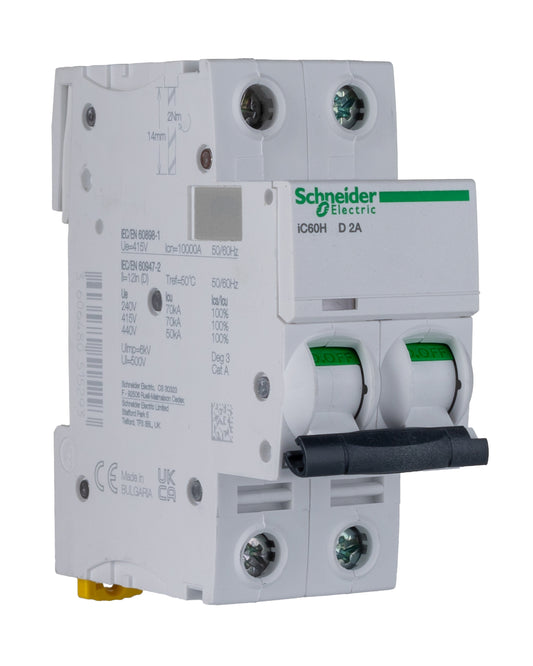 SCHNEIDER Acti9 iC60H 2P D 2A MCB