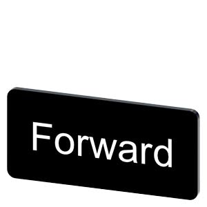 SIEMENS labeling plate for snapping on or gluing on label holder, label size 12.5 x 27 mm, black label, white font, with inscription: Forward