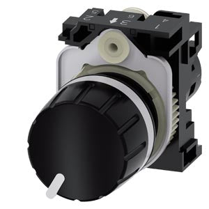 SIEMENS Potentiometer, compact, 22 mm, round, plastic, black, 1k ohm, with holder, screw terminal