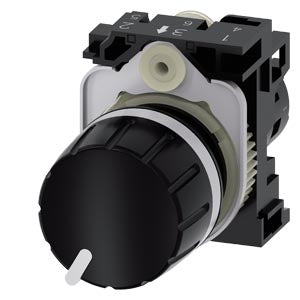 SIEMENS Potentiometer, compact, 22 mm, round, plastic, black, 47k ohm, with holder, screw terminal