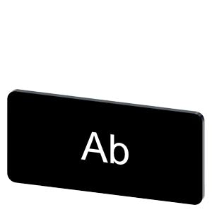 SIEMENS Labeling plate for snapping on or gluing, on label holder, label size 12.5x27 mm, black label, white font, with inscription: Ab