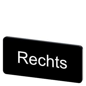 SIEMENS Labeling plate for snapping on or gluing, on label holder, label size 12.5x27 mm, black label, white font, with inscription: Rechts