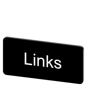 SIEMENS Labeling plate for snapping on or gluing, on label holder, label size 12.5x27 mm, black label, white font, with inscription: Links